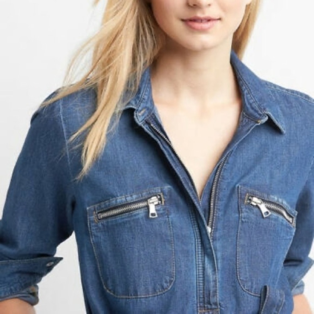 Gap Denim Utility Shirtdress Style:838544-00 - Picture 4 of 13